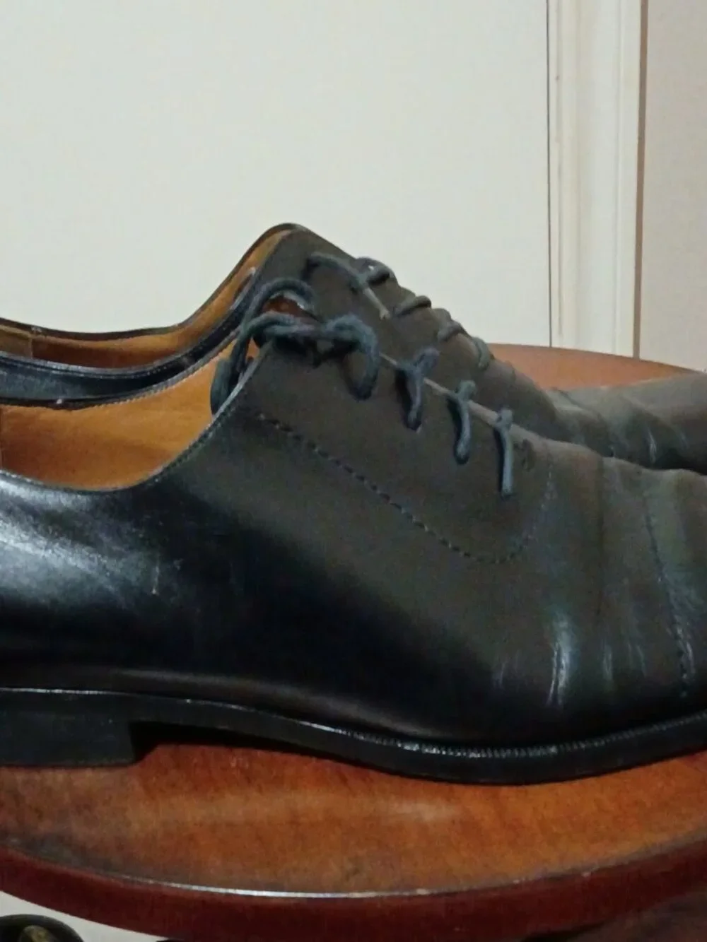 Men's GUCCI Italy Black Leather Plain Toe Oxfords Dress Shoes Size US 9.5 D
